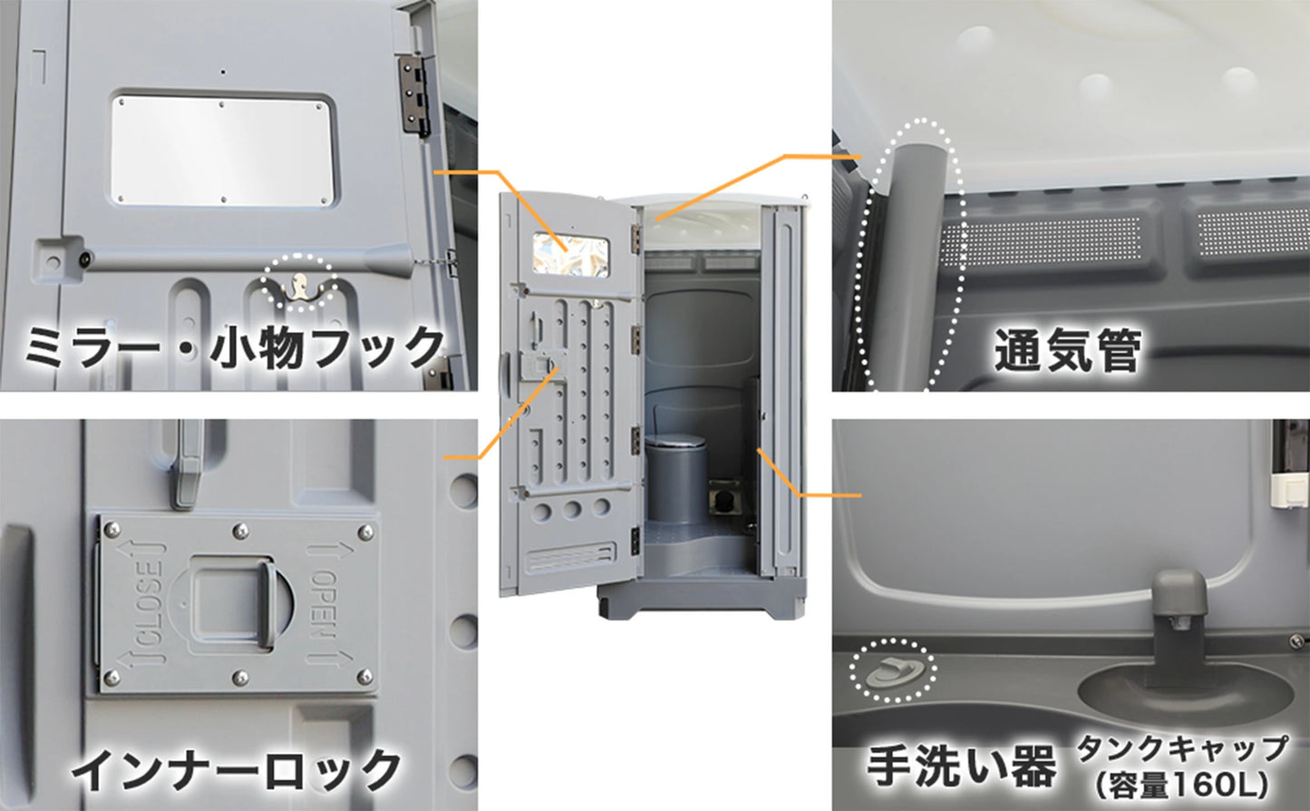 【400L大容量タイプ】 仮設トイレ 洋式 水洗 組立済み 簡易水洗い 汲み取り
