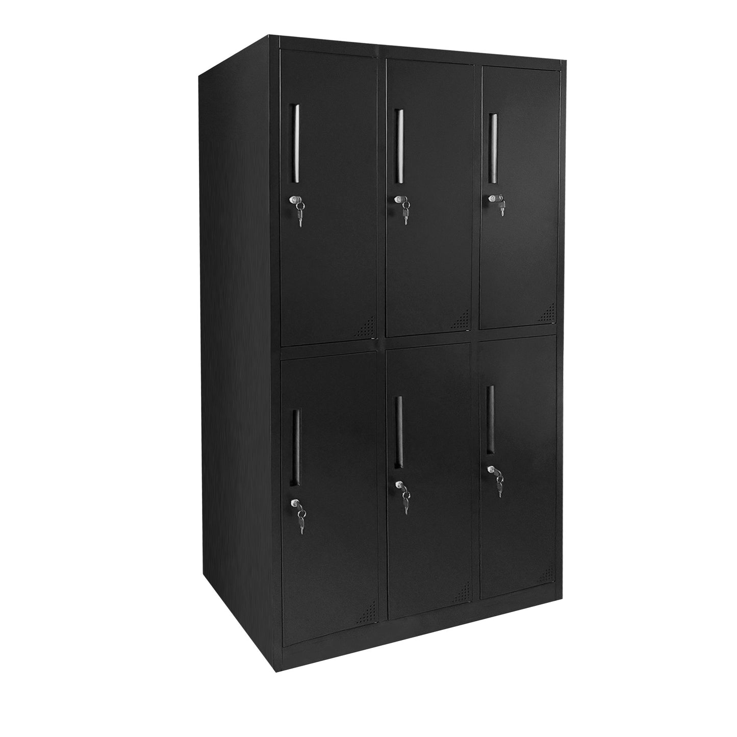 【最適設計】ロッカー 6人用 179 鍵付き ホワイト ブラック 3列2段