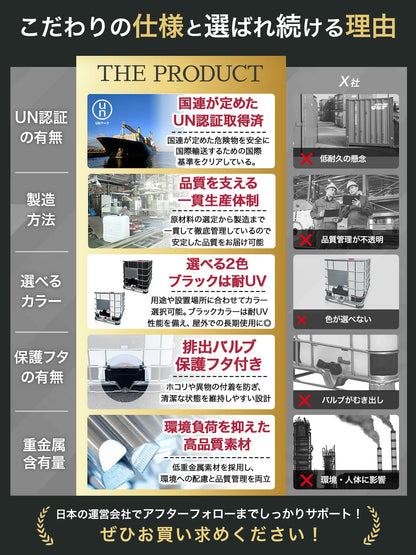 【国連規格＆大口充填口】 貯水タンク 1000L IBCタンク IBCコンテナ パレット付き