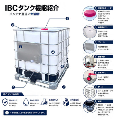 【国連規格＆大口充填口】 貯水タンク 1000L IBCタンク IBCコンテナ パレット付き